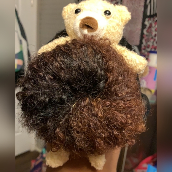 Teddy Bear w Fur belly Hair Scrunchie - Khaki - Picture 10 of 11